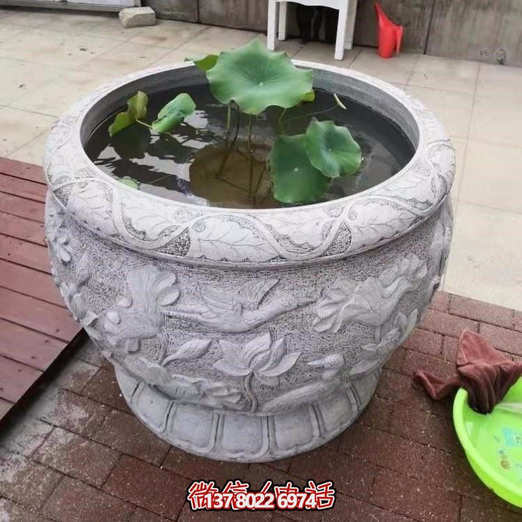 精美絕倫，濃濃古典風(fēng)情歐式別墅大理石浮雕魚缸擺件