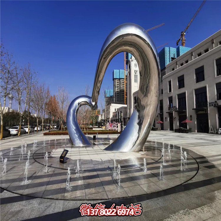 不銹鋼圓形雕塑精致工藝，拋光鏡面，抽象藝術