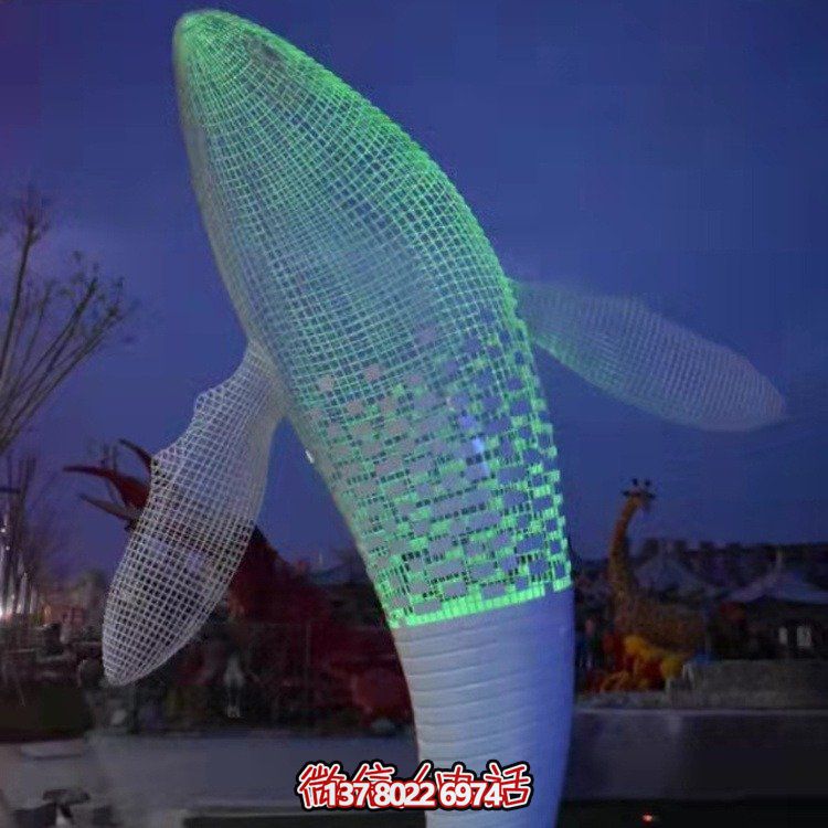 不銹鋼鯨魚(yú)雕塑景觀，營(yíng)造完美空間氛圍