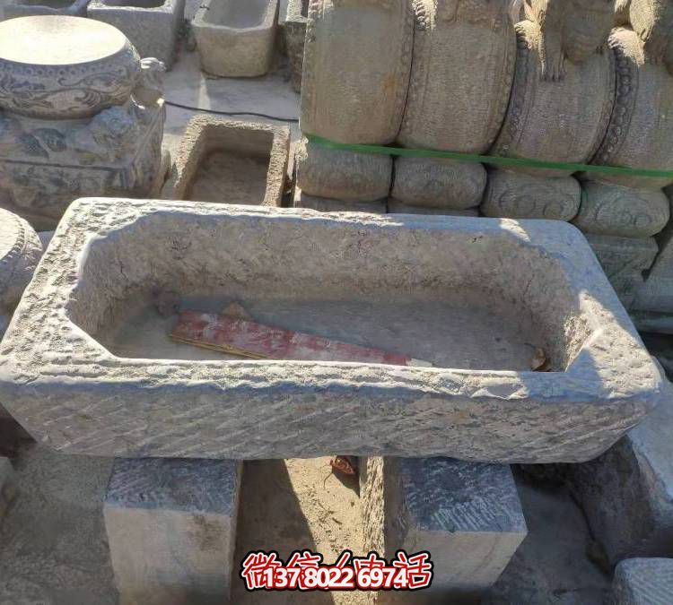經典大理石雕刻老石槽養(yǎng)魚水池