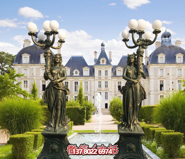 西方風格別墅景觀裝飾，銅雕女性雕塑