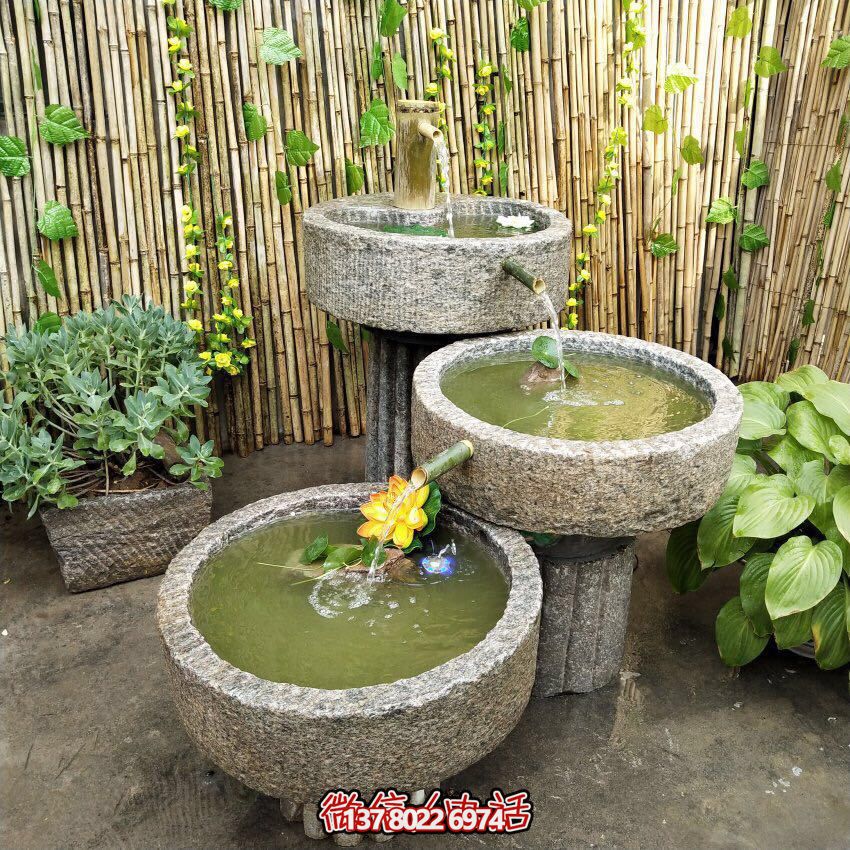 戶外石磨流水景觀擺件，讓你的庭院變得更加美輪美奐