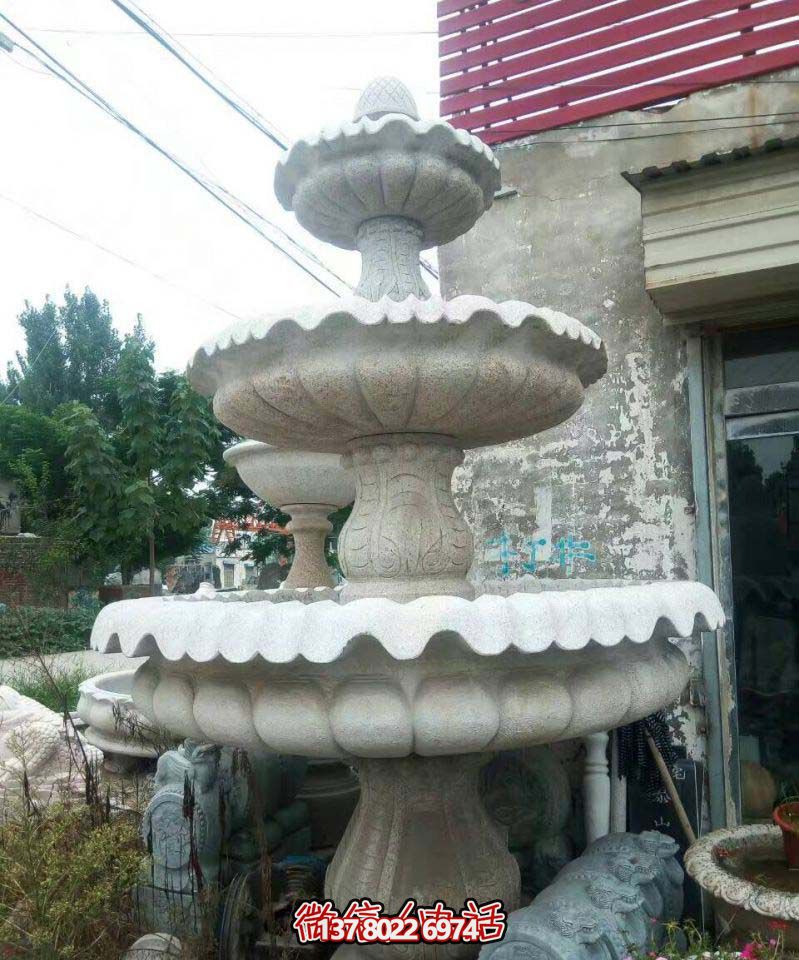 精美多層石雕景觀噴泉，打造完美公園