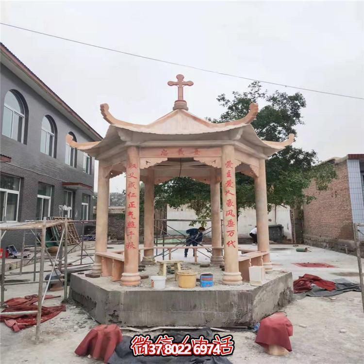 天然大理石涼亭，營造休閑庭院