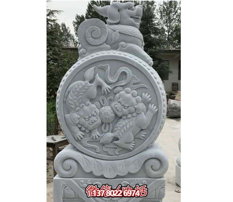 精美大理石抱鼓石雕塑，點綴園林景觀