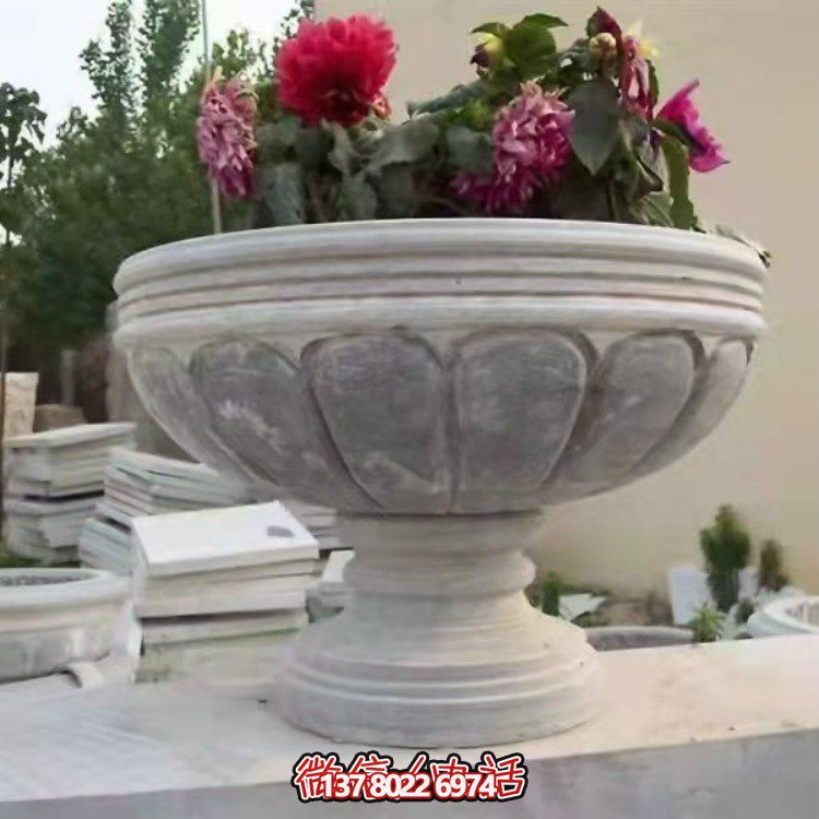 精美大理石石雕花缽，讓您的別墅、小區、戶外更加美觀