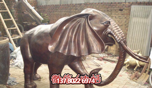 創意仿銅大象雕塑，美化環境景觀
