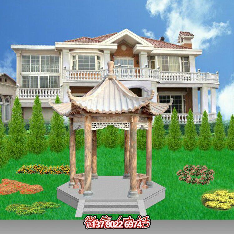 中式風格涼亭，寧靜休息，美景欣賞