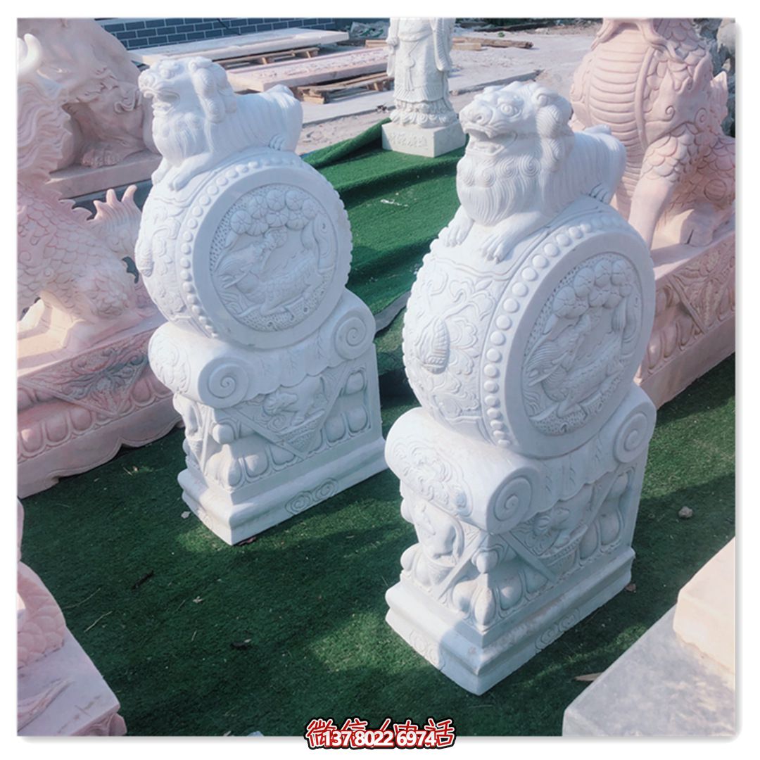 精美石雕獅子雕塑，裝點精致庭院