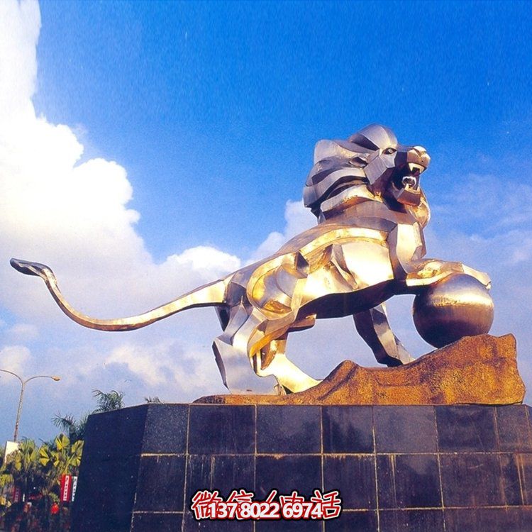 精美大型不銹鋼獅子雕像，為您的廣場增添亮點