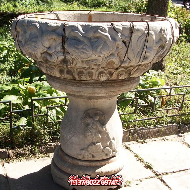青石石雕戶(hù)外園林景觀大型花盆雕塑