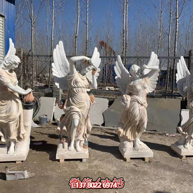 大理石石雕戶(hù)外園林景觀西方天使人物雕塑