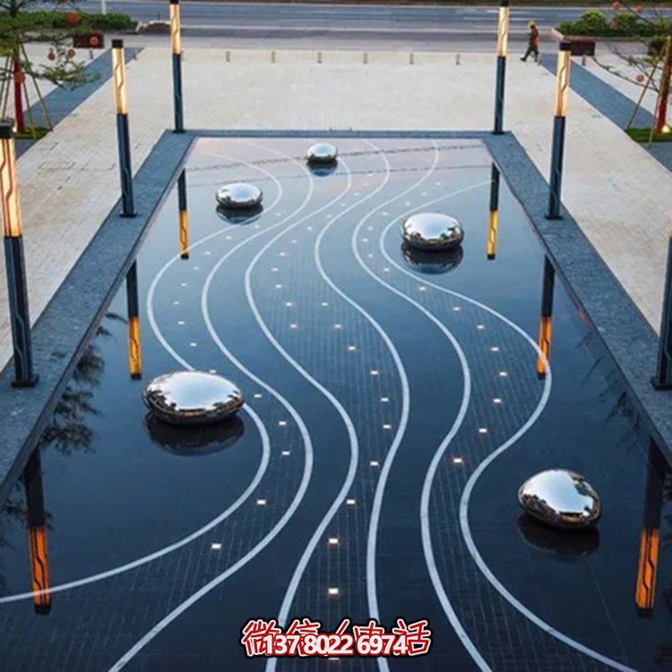 水景戶(hù)外不銹鋼鏡面鵝卵石雕塑