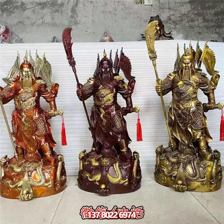 關(guān)公玻璃鋼仿銅園林景觀財(cái)神擺件
