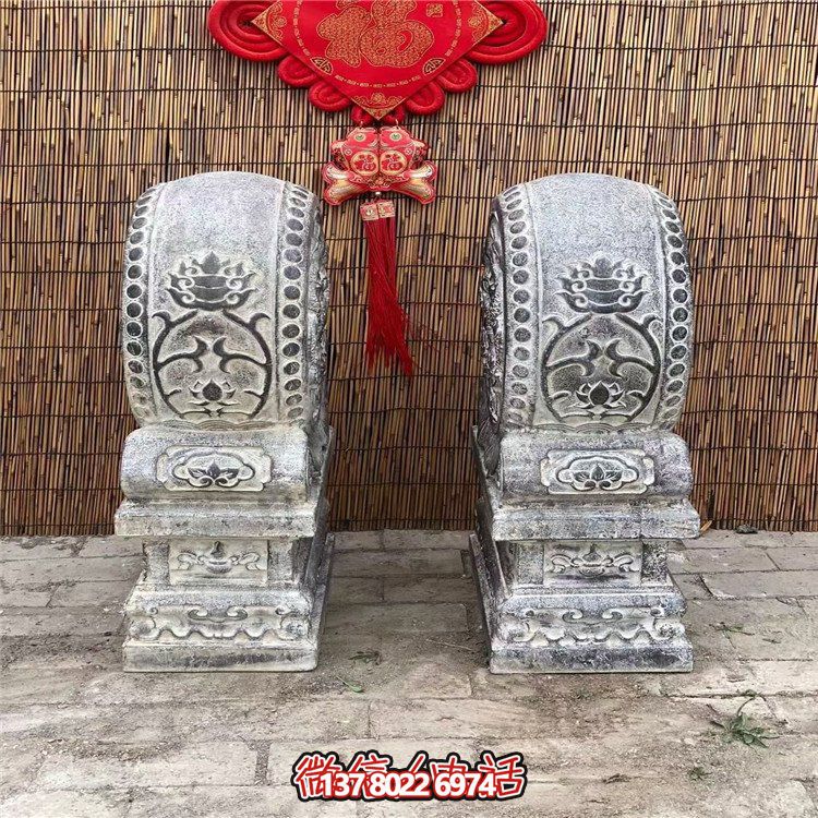 青石仿古抱鼓石，大理石古建大門門墩