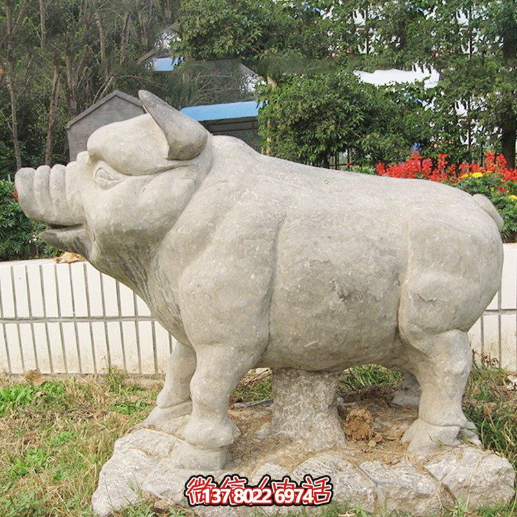 石雕豬，憨態可掬的大肥豬